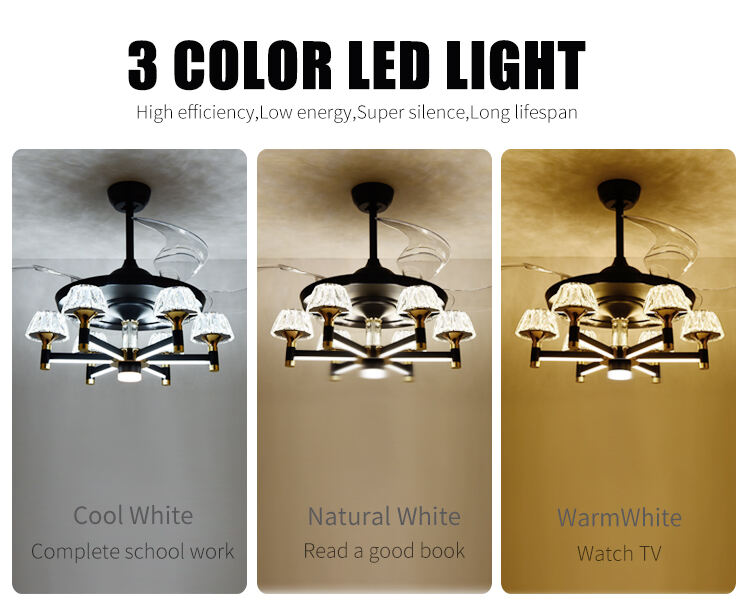 Kitchen Ceiling Fan with Powerful Lamp Crystal Luxury Chandelier Led Roof Lamp with Fan Luxury Elegant Fan Lamps for Living Room manufacture