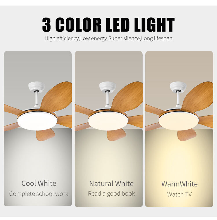 72W Flush Mount 42 in White Ceiling Fan with Light and Remote 36 42 48 52 Inch Low Profile Ceiling Fan Light and Remote Control details