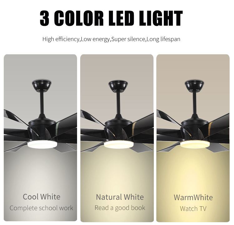 8 Blade Indoor Fan with Light Low Profile Ceiling Fan with Lights Large Modern 60 Inch Ceiling Fan with Light and Remote Control manufacture