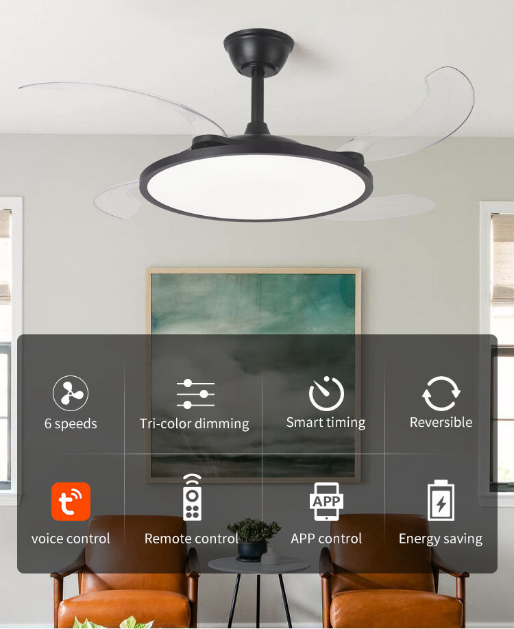 New 42in White Black Ceiling Fan with Light and Remote Control 4 Blades Fan with Lamp 42 Inch Ceiling Fan with Light for Bedroom details
