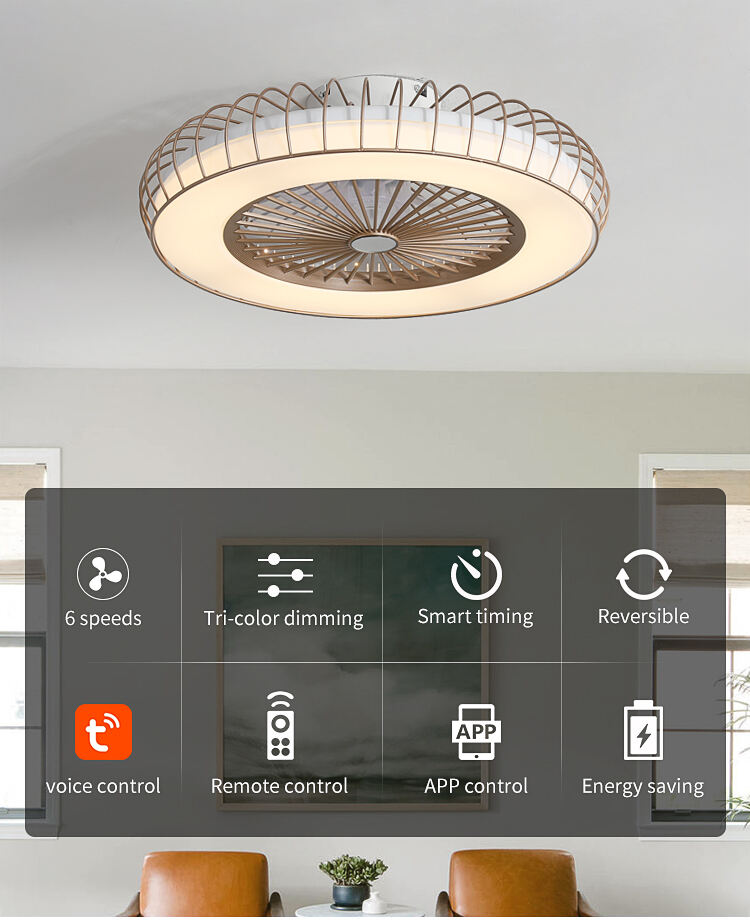 Flush Mount Cage Ceiling Fan Light Farmhouse Caged Rattan Style Ceiling Fan Light Vintage Ceiling Fan with Light for Bedroom supplier