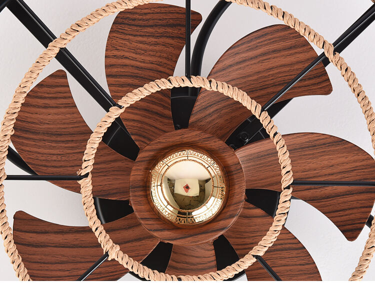 Wholesale Flush Mount Cage Ceiling Fan Light Farmhouse Caged Rattan Ceiling Fan Light Vintage Ceiling Fan with Light for Bedroom manufacture
