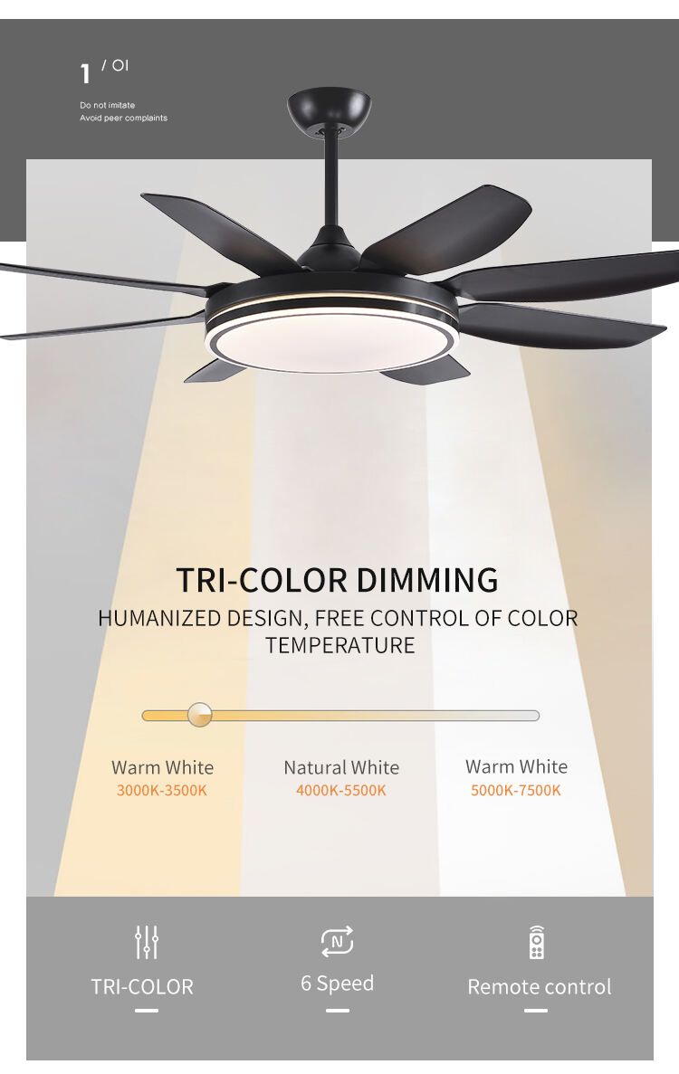 BIG 72in Black White Fandelier Ceiling Fan with Light Ceiling Fan Light with Remote Control Led Ceiling Fan Lamp for Living Room manufacture