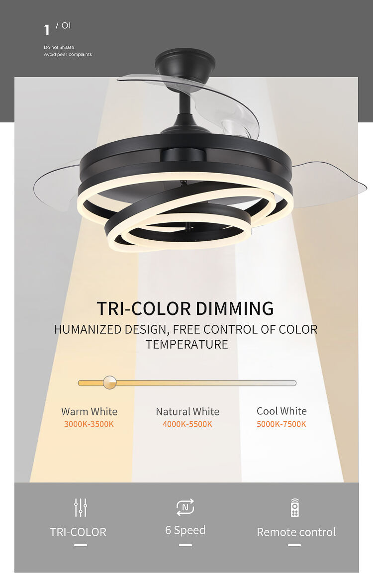Unique Modern White Ceiling Fan with Light for Bedroom Fan Lamp 72w Led Ceiling Fans Light and Remote Control 3 Colors Dimmable details