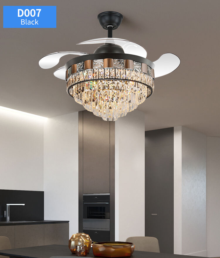 Y113 Crystal Chandelier Fan with 42inch with Remote Control Ceiling Fans with Crystal Chandeliers factory