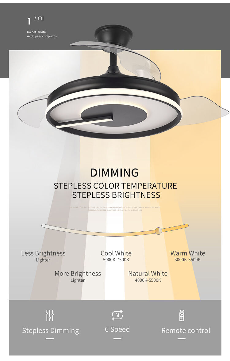 42in Black Ceiling Fan with Light and Remote Control 4 Blades Fan with Lamp 42 Inch Ceiling Fans with Lights for Bedroom factory
