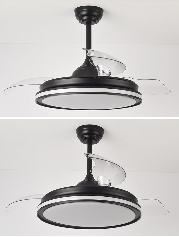 Black White RGB 42in Ceiling Fan with Light and Remote Control 4 Blades Fan with Lamp 42 Inch Ceiling Fan with Light for Bedroom manufacture