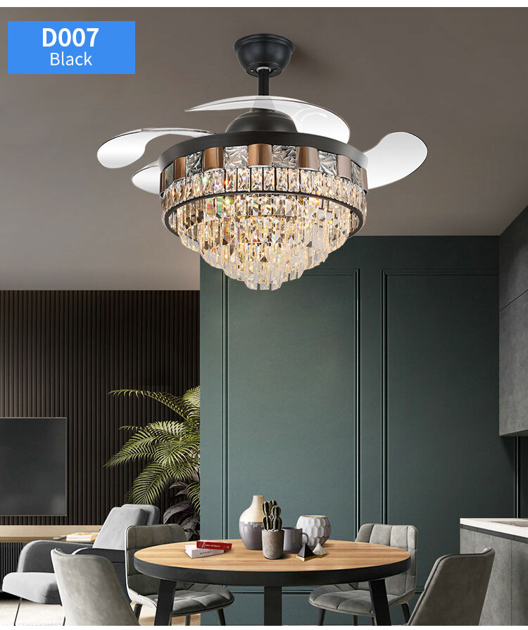 Y113 Crystal Chandelier Fan with 42inch with Remote Control Ceiling Fans with Crystal Chandeliers details