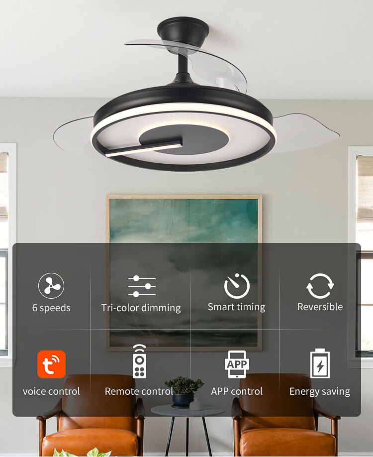 42in Black Ceiling Fan with Light and Remote Control 4 Blades Fan with Lamp 42 Inch Ceiling Fans with Lights for Bedroom manufacture