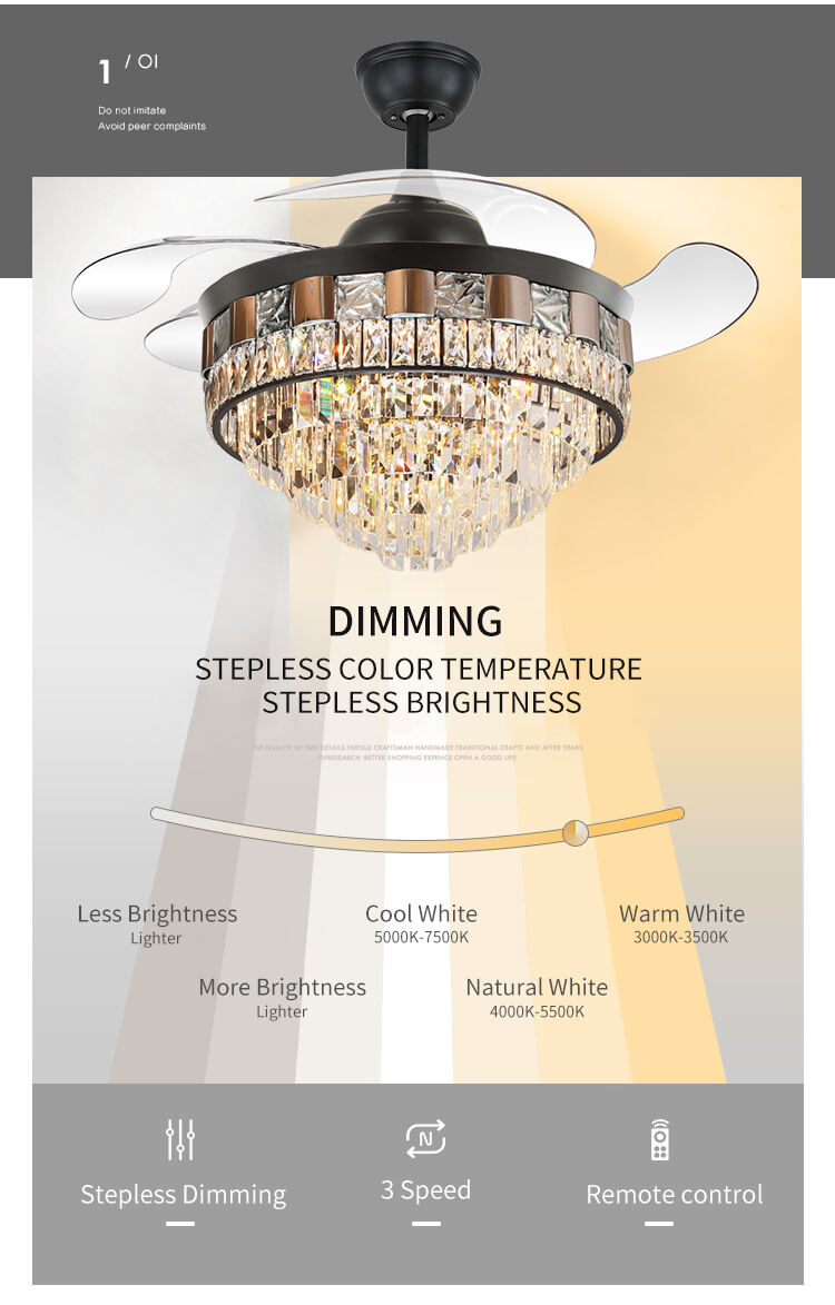 Y113 Crystal Chandelier Fan with 42inch with Remote Control Ceiling Fans with Crystal Chandeliers manufacture