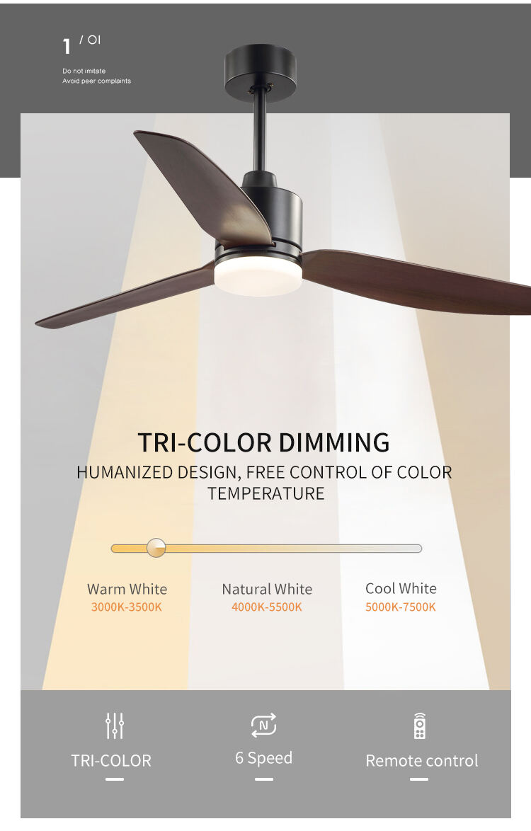 CCT Dimmable Propeller Ceiling Fan Light Minimalist Ceiling Fan with Light 3 Metal Blades Ce Rohs Fan and Light in Ceiling manufacture