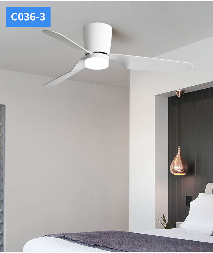 3 Blades Modern 52 Inch Low Profile Ceiling Fan with Light and Remote Flush Mount 52 Inch Led Ceiling Fan with Light and Remote supplier