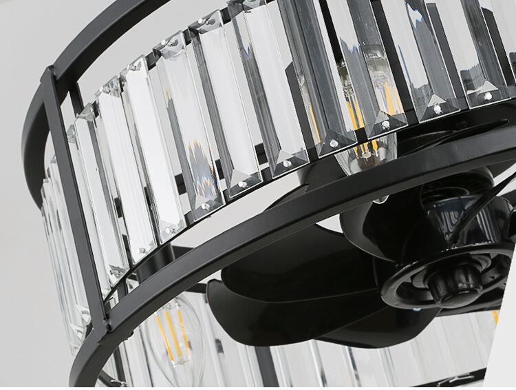 Luxury Bedroom Led Lamp With Fan Ceiling Fan with Light Downrod Flush Mount Low Profile Crystal Caged Fan Light for Living Room manufacture