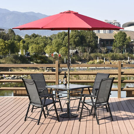 Center Pole Umbrella with Outdoor Furniture