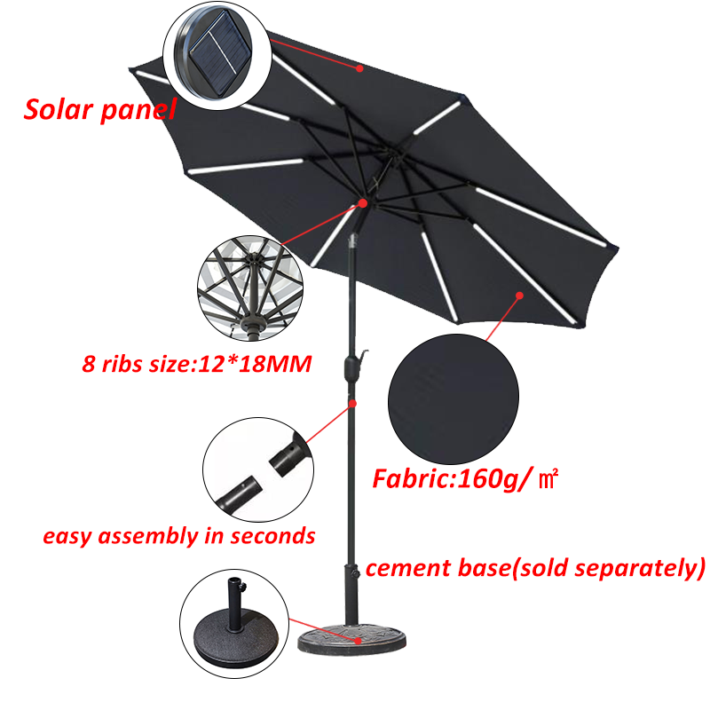 ombrelone Milan umbrella LED patio parasol outdoor umbrella garden with solar LED supplier