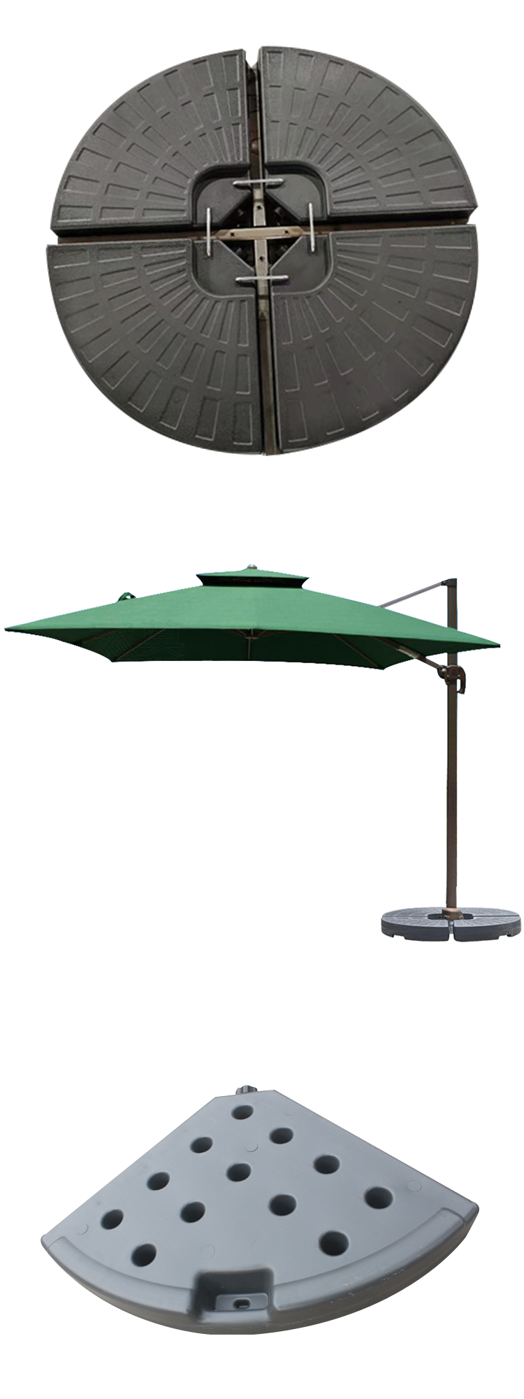 black 13L fan base round water tank parasol base umbrella stand outdoor 4pcs one set details