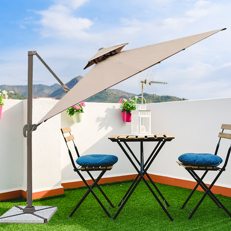 L Garden Umbrellas Large Cantilever 3*3 Square Umbrella Parasol Patio Sun Parasol Umbrella With Base details