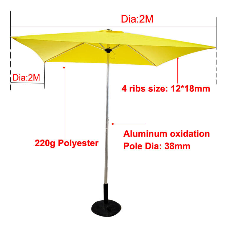 L Aluminum Patio Umbrella 2x2M Square Garden Parasol Outdoor Courtyard  Market Center Pole Umbrella Jardin Hotel Resort Sunshade manufacture