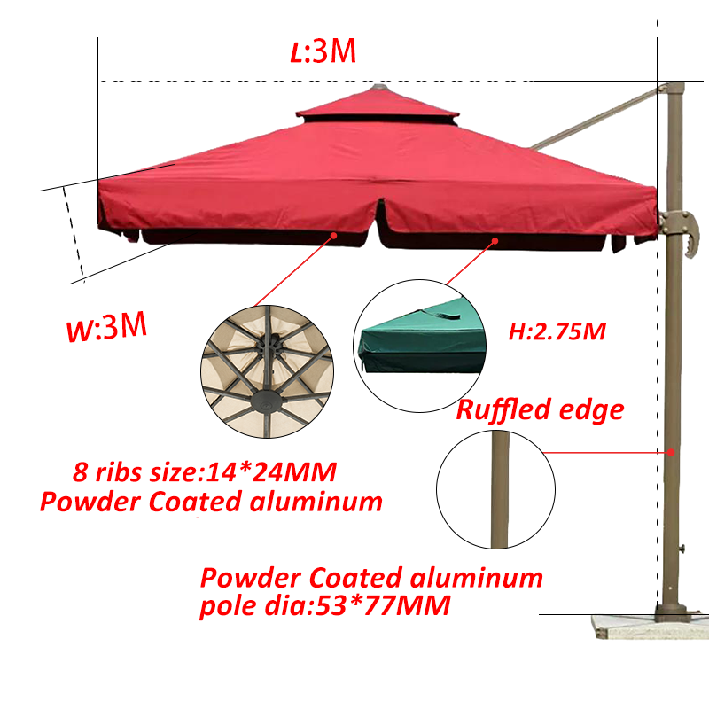 L Outdoor Furniture Garden Patio Mall Flounced Parasol Waterproof Fancy Roman umbrella details