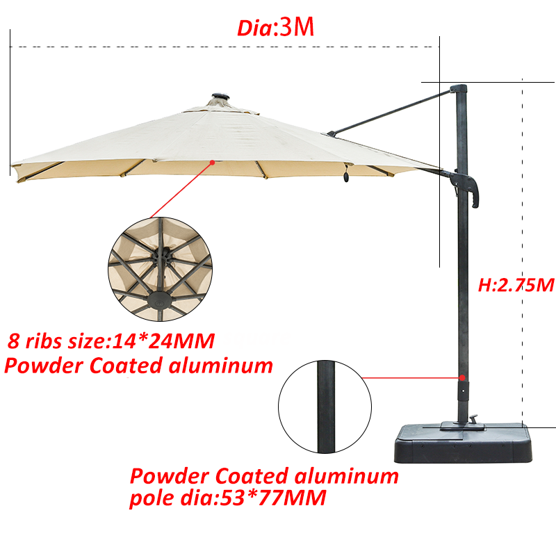 Rotate 360 degrees simple dual-purpose use roman umbrella outdoor market parasol commercial parasols factory