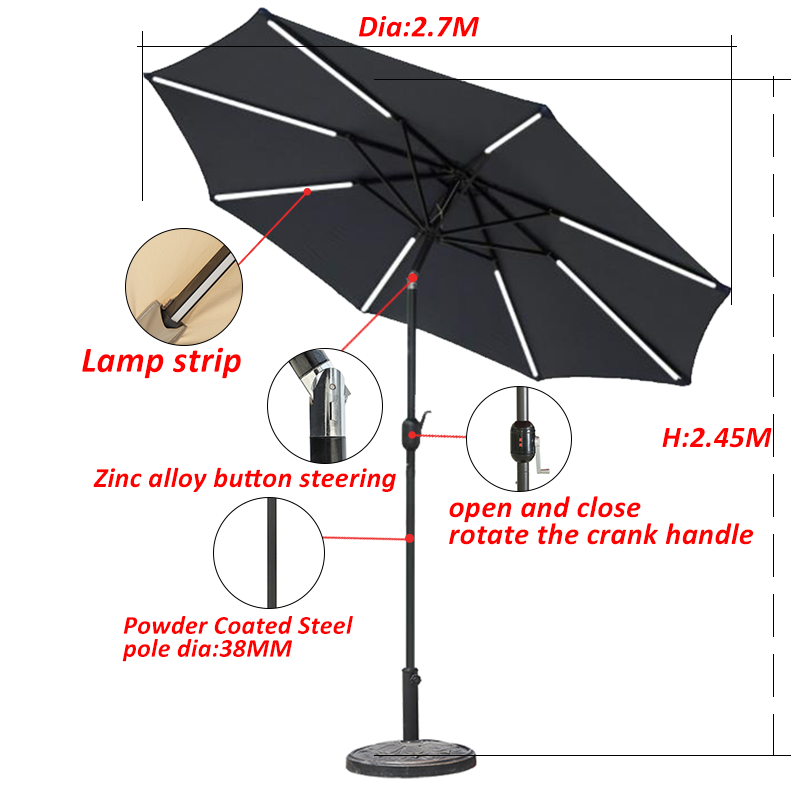 ombrelone Milan umbrella LED patio parasol outdoor umbrella garden with solar LED details