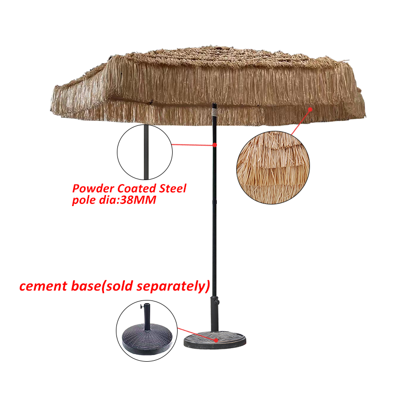 Simple PP simulation straw umbrella beach sunshade umbrella Large thatch umbrella manufacture