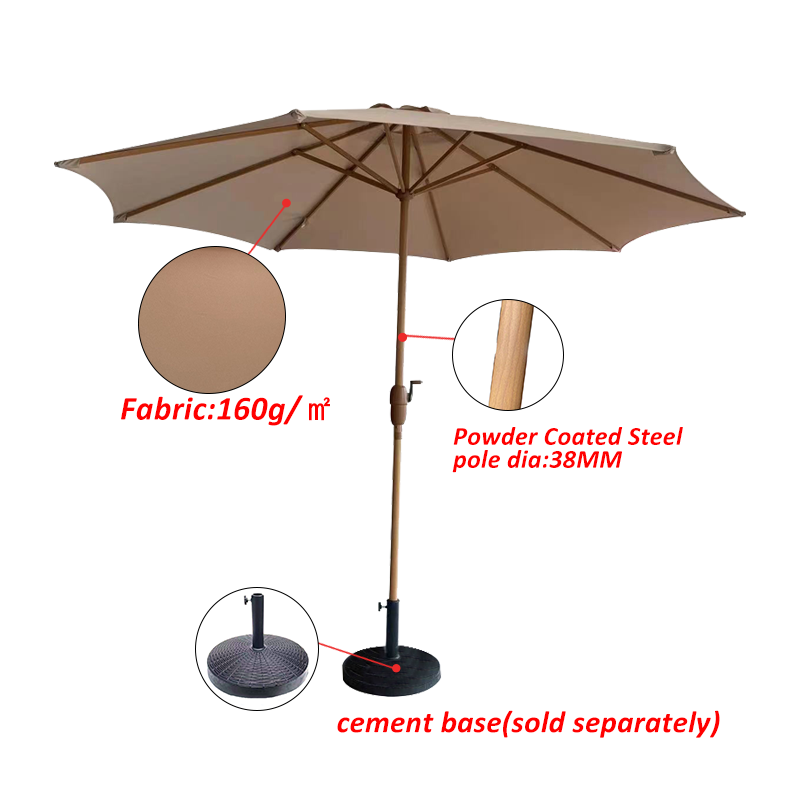 L Wholesale Nordic Style Imitative Raw Wood Grain Market Table Umbrella Patio Garden Yard Outdoor Wooden Texture Sunshade factory