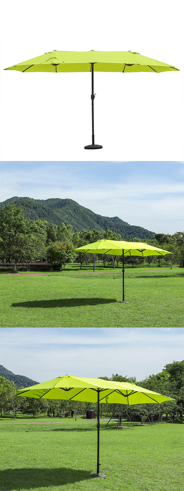 Dia 2.7m green square courtyard garden leisure umbrella outdoor sun beach umbrella manufacture