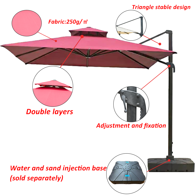 L Garden Umbrellas Large Cantilever 3*3 Square Umbrella Parasol Patio Sun Parasol Umbrella With Base manufacture