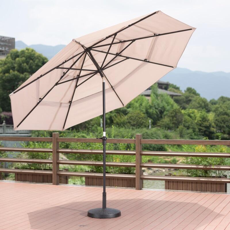 Three  umbrella hotel restaurant best selling story pagoda luxury pink girl's heart umbrella beach leisure umbrella supplier