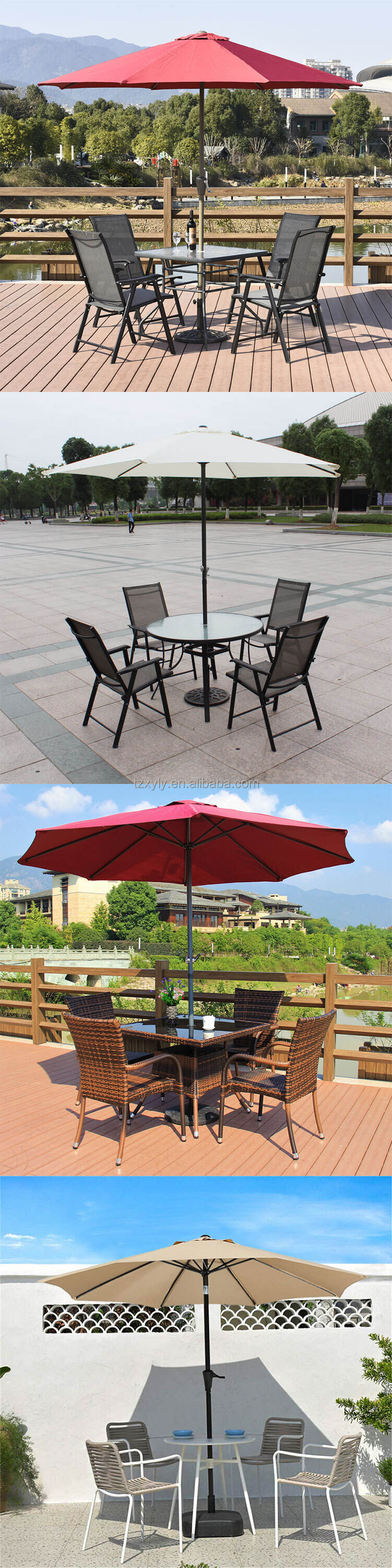 Table Market Umbrella Outdoor Setting Backyard Furniture Patio Automatic Electric Parasol With base supplier