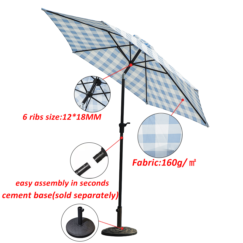 New style Garden patio outdoor Custom color hand-cranking parasol Steel center pole umbrella without base details