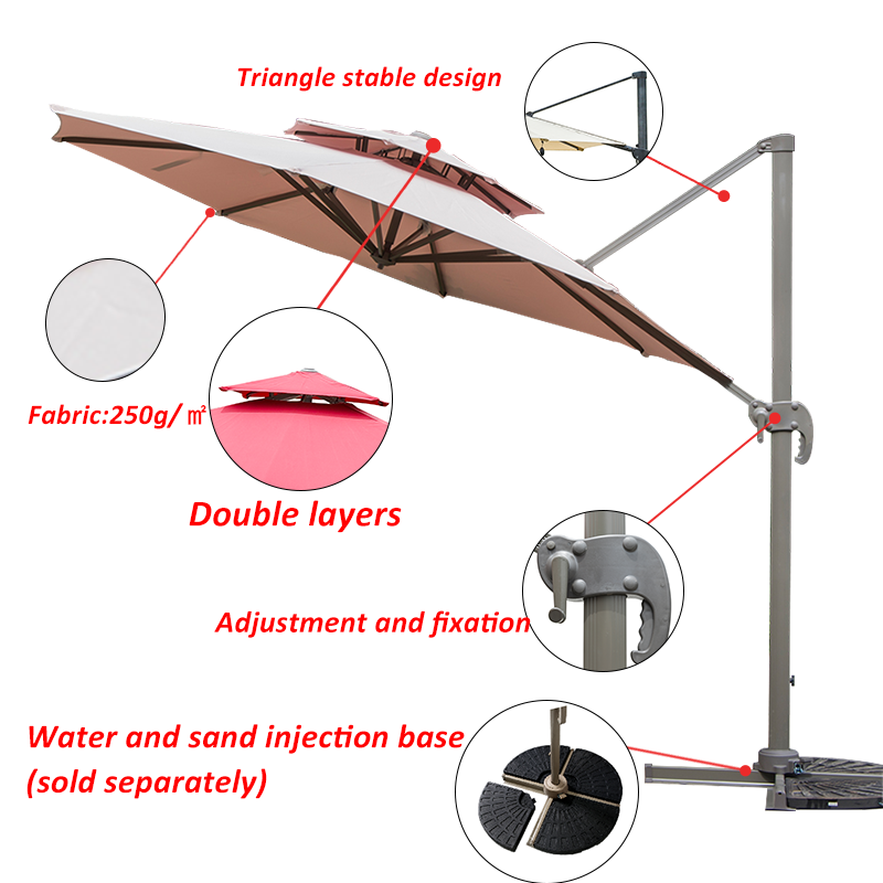 Cantilever outdoor Parasol 3m Patio Umbrellas in stock Outdoor Furniture Garden Double Canopy Umbrella manufacture