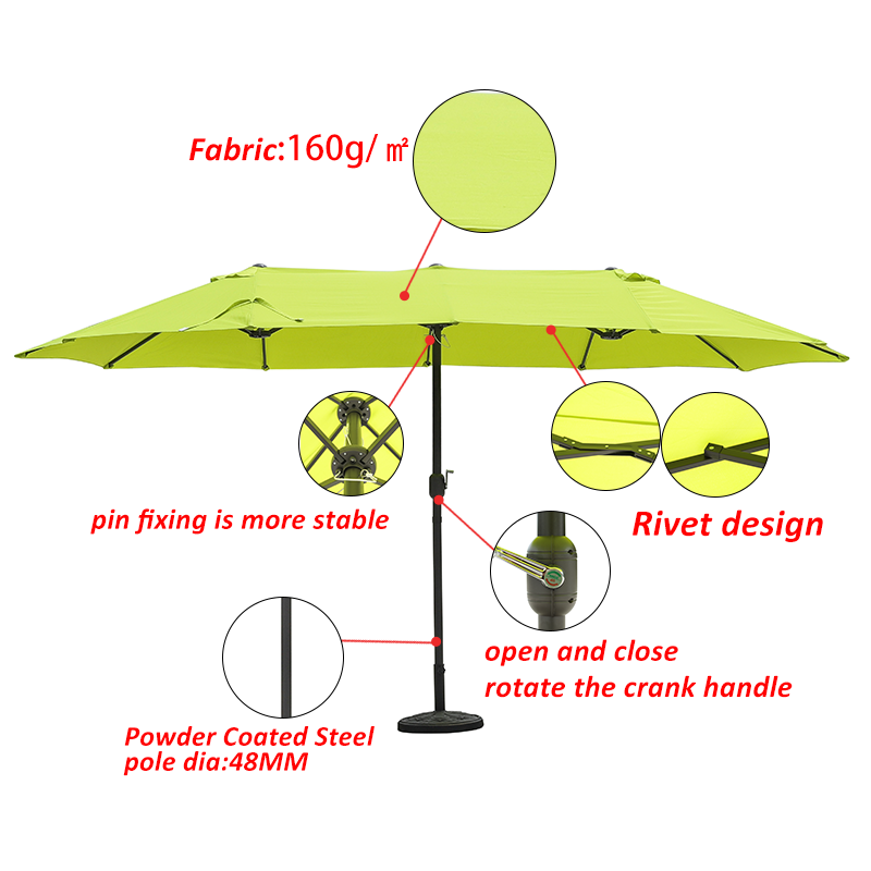 Dia 2.7m green square courtyard garden leisure umbrella outdoor sun beach umbrella supplier