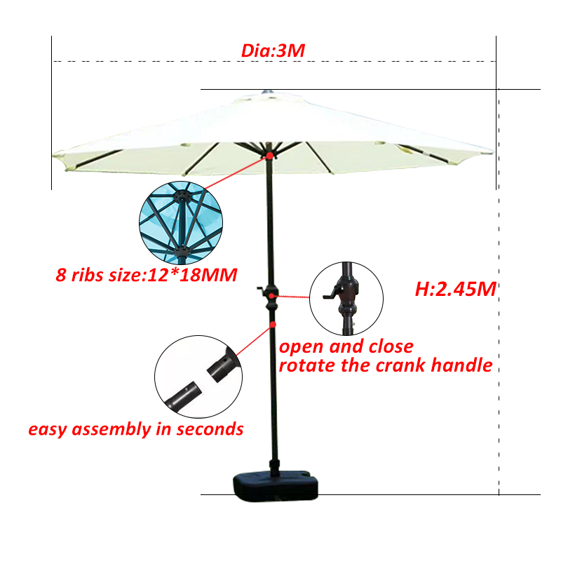 Prompt goods Weatherproof Outdoor Beach Cafe Garden Market Commercial Patio Umbrella Parasols sonnenschirm supplier