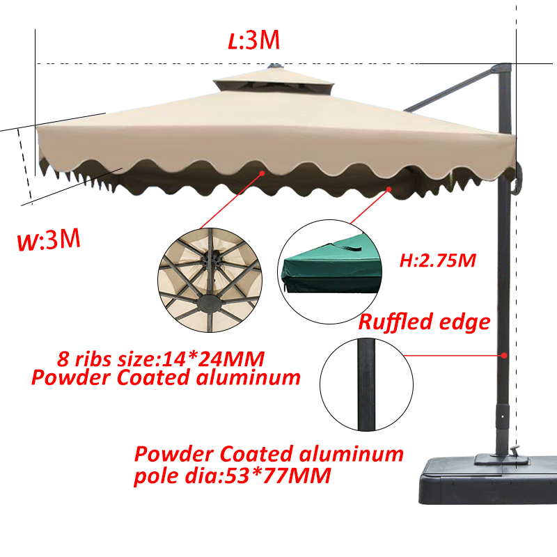 L Outdoor Furniture Large Umbrella Stand Roman Commercial Parasol Patio Cantilever Aluminum Umbrella Sombrillas Para Jardin manufacture