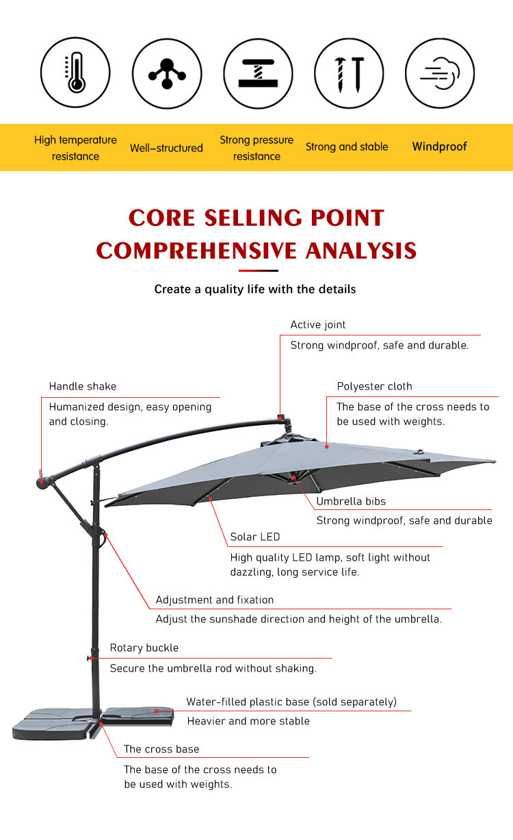 Top Quality Hanging Outdoor Waterproof Patio Parasol Best garden furniture manufacture