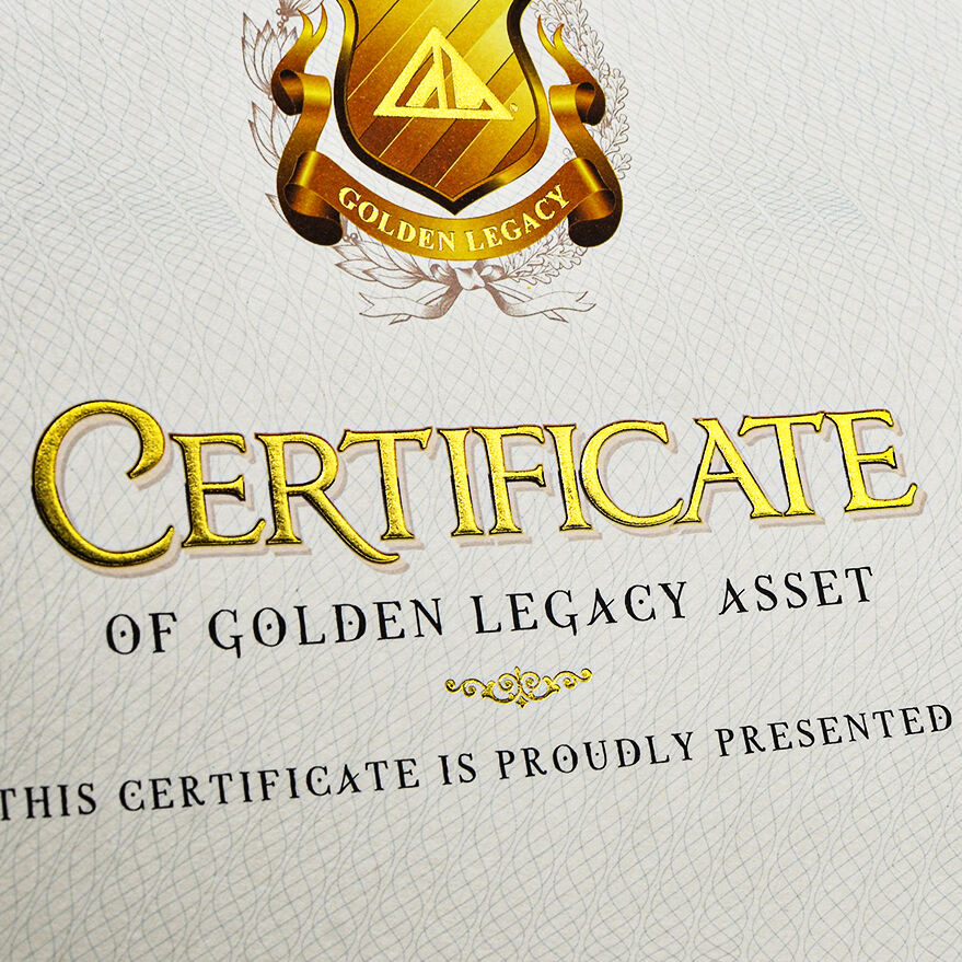 Custom Luxury A3 Certificate Paper With Holographic Seal and Gold Foil Stamping Embossed 300GSM Cardboard for Gift Security factory