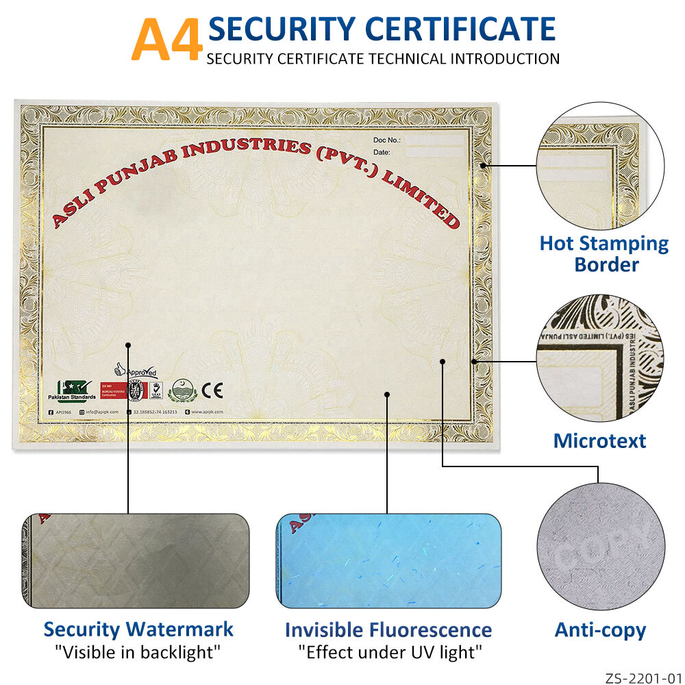 product yiko custom a4 security professional certificate paper with watermark and security thread fiber invisible uv printing supplier-18
