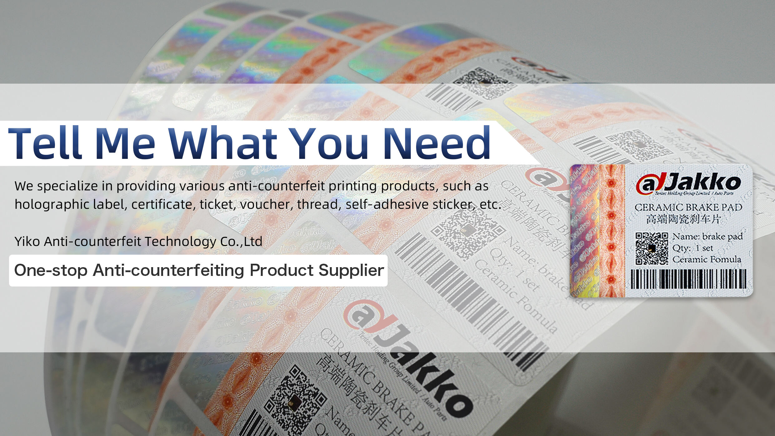Yiko Oem Manufacturer Adhesive Stickers Silver Foil Anti-counterfeit Label Hologram Stamping Sticker For Packaging details