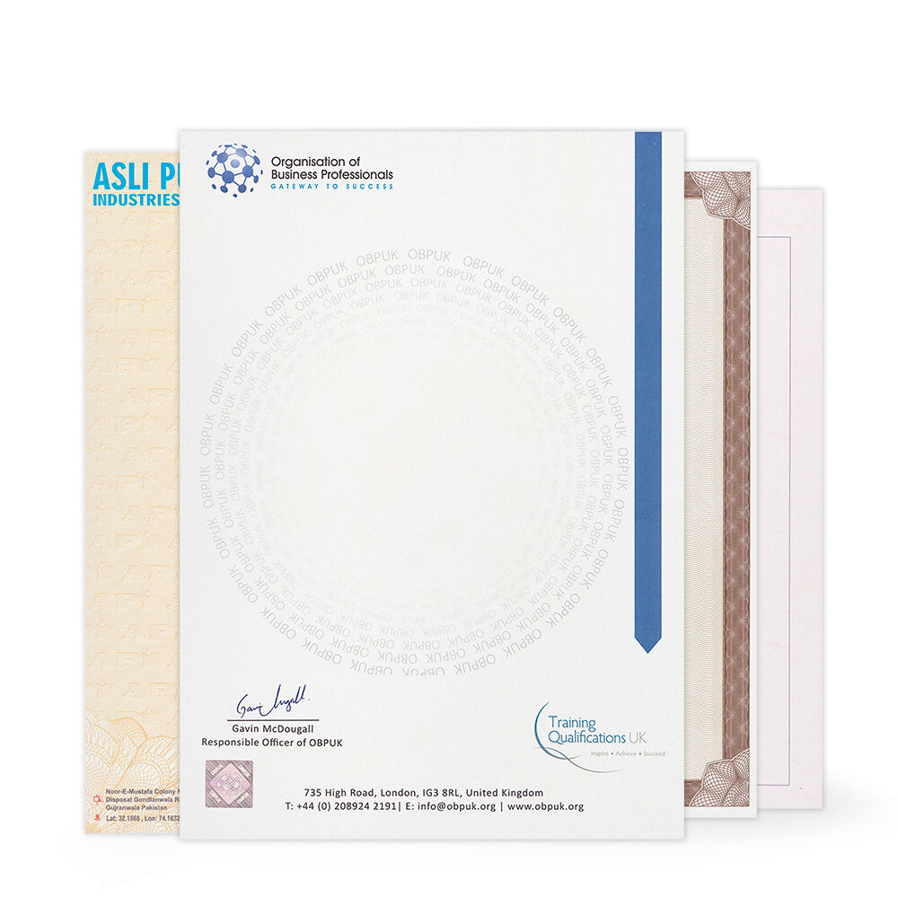 Custom A4 Security Business Office Letterheads Personalized Company Branded Holographic Logo Certificate Paper with Watermark supplier