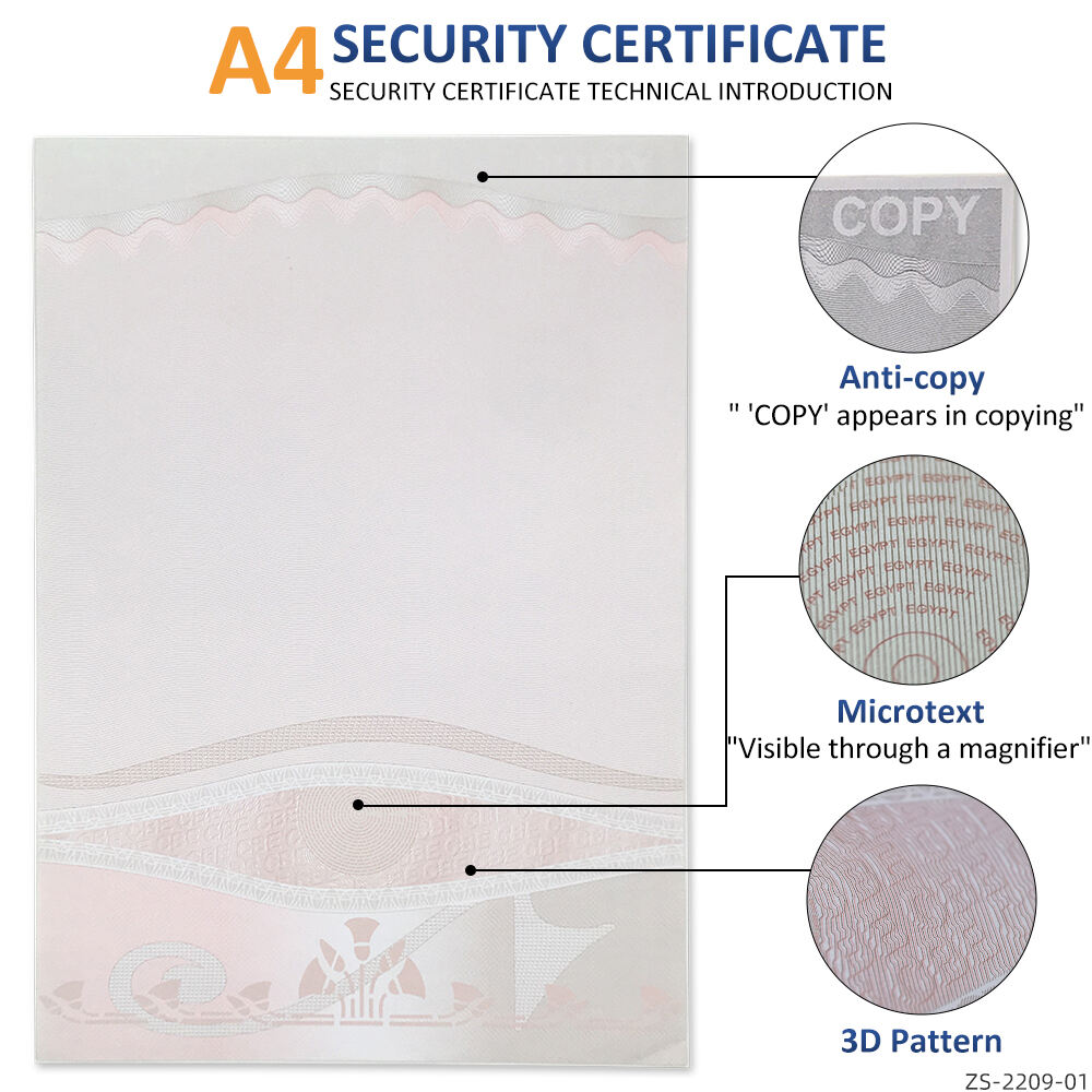 product yiko custom a4 security professional certificate paper with watermark and security thread fiber invisible uv printing supplier-9