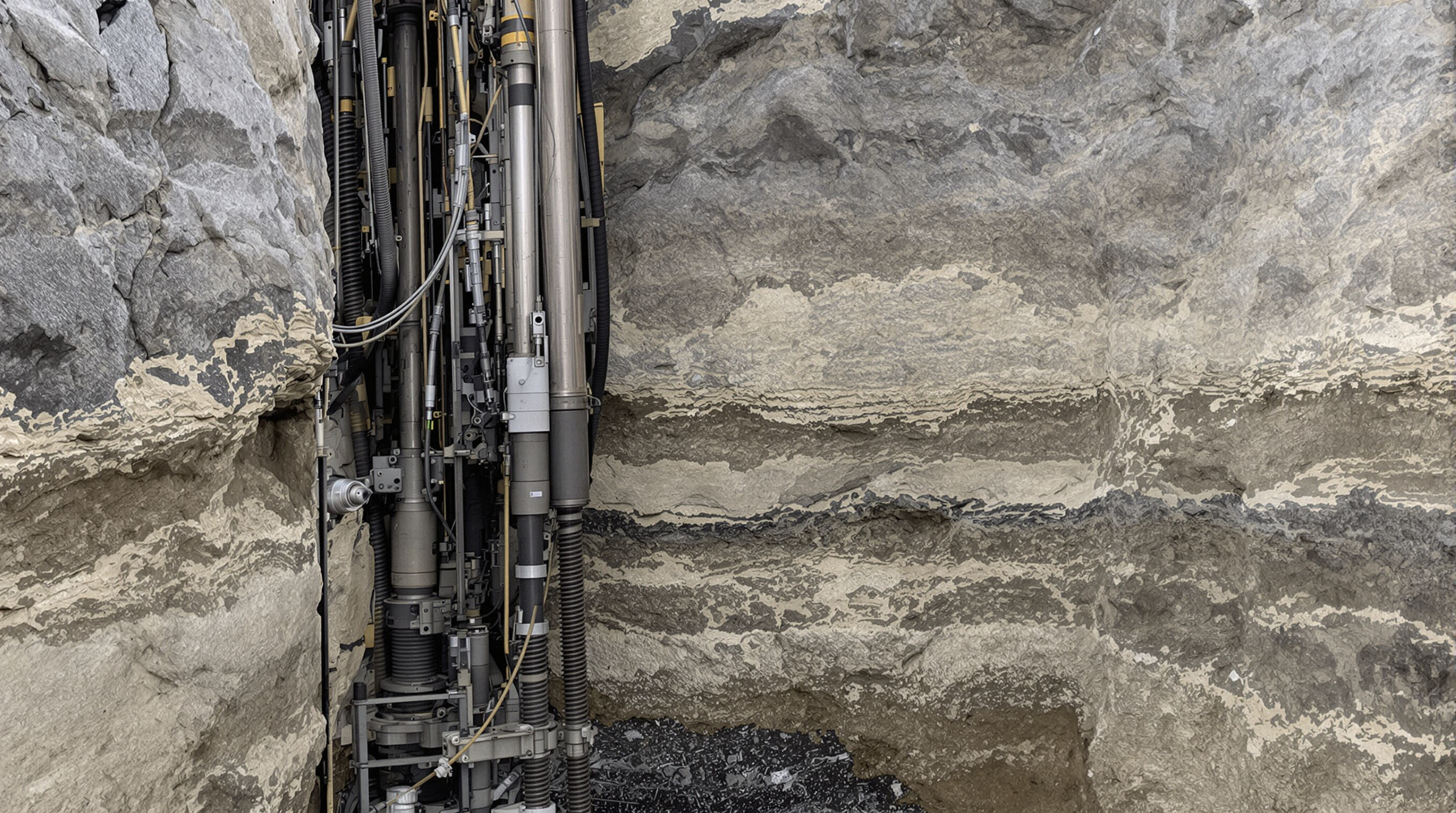 Extended telescopic and full lock kelly bars drilling into layered rocky ground, highlighting their design and use