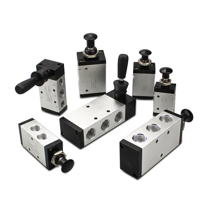 4 bsp push spring return pneumatic hand operated directional control valves-3