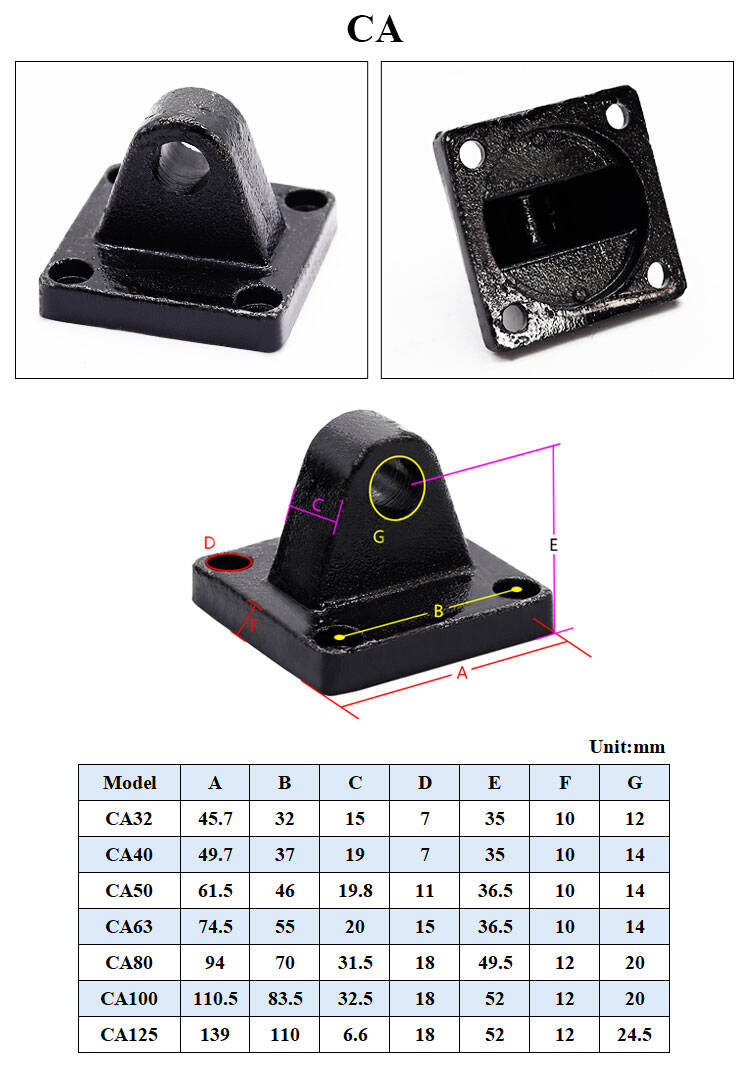 SC Series I/Y/U/F/CA/CB/LB/FA Bore 32mm/40mm/50mm/63mm/80mm/100mm/125mm 160mm Air Pneumatic Cylinder Accessories factory