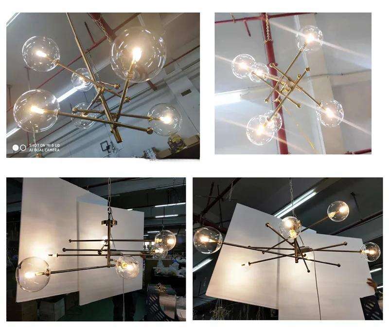 Indoor Hotel Hanging Ceiling Light Bubble Glass Pendant Light Chandelier For Dinning Room factory