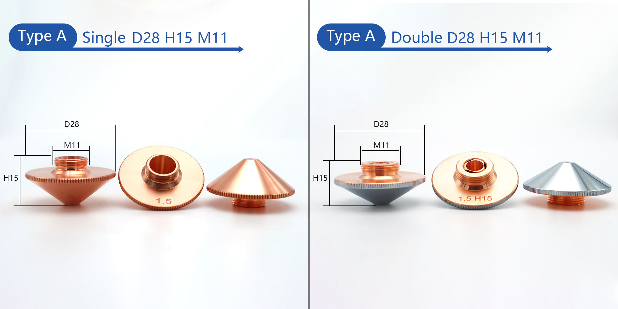 Sell Well in Turkey D28 D32 Single Layer double layer Laser Nozzles for Precitec Raytools CNC Fiber Laser Head Cutting Nozzle details