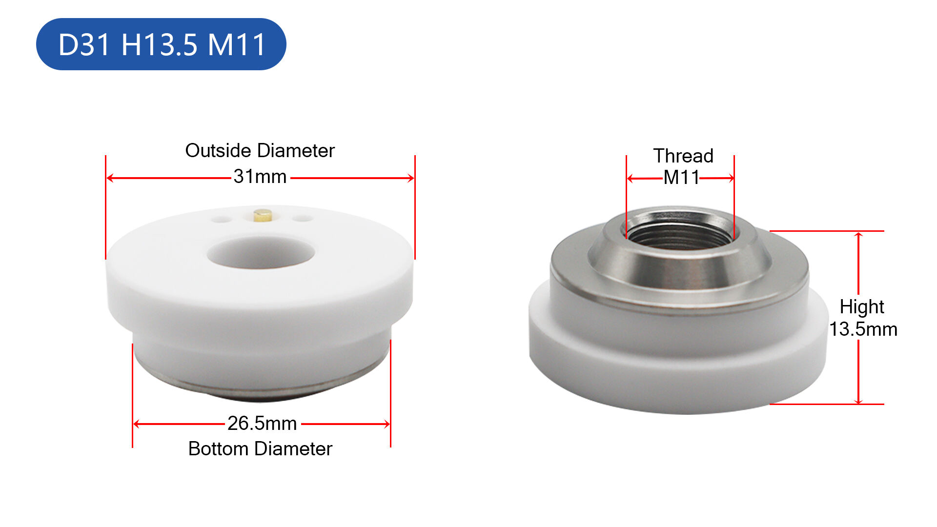 Dia28 32MM Laser Nozzle Ceramic Rings for Fiber Laser Cutting Head factory