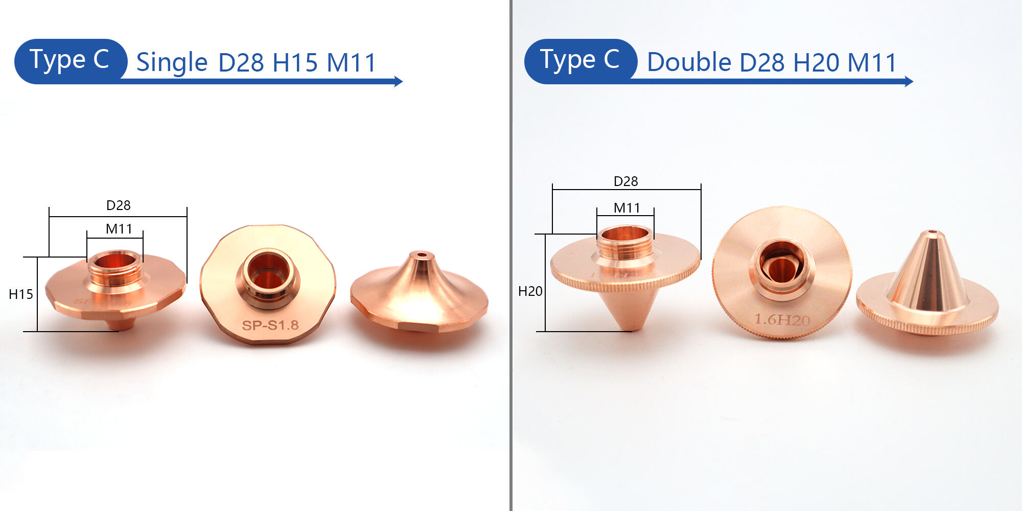 Sell Well in Turkey D28 D32 Single Layer double layer Laser Nozzles for Precitec Raytools CNC Fiber Laser Head Cutting Nozzle factory