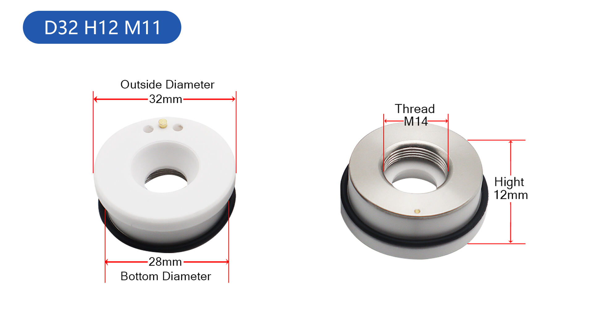 Dia28 32MM Laser Nozzle Ceramic Rings for Fiber Laser Cutting Head details